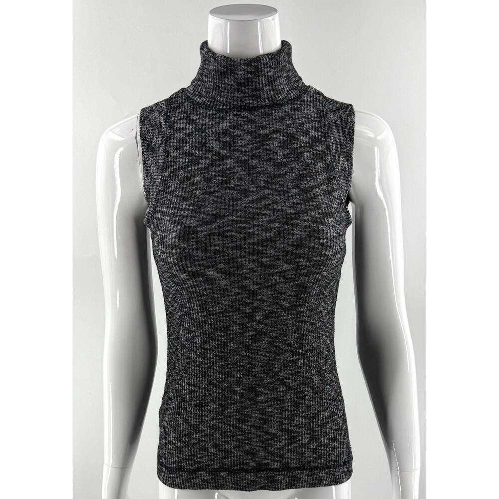 Postmark Anthropologie Top Size Medium Gray Marled Ribbed Sleeveless Turtleneck